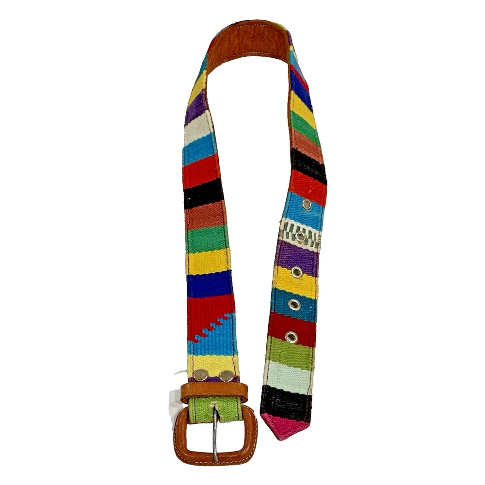 Guatemala Woven Textile Ethnic Leather Belt Kid Boy Girl 7 8 S M Boho Western